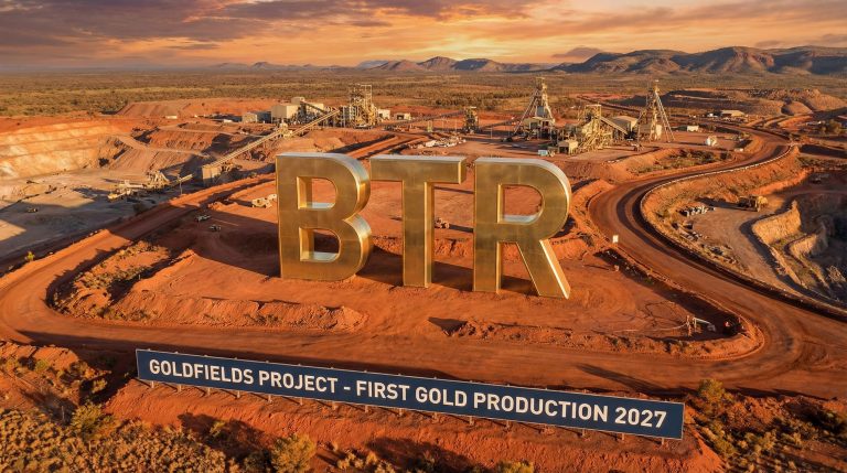 Brightstar Resources Ltd-BTR-Goldfields Project site with large BTR letters.