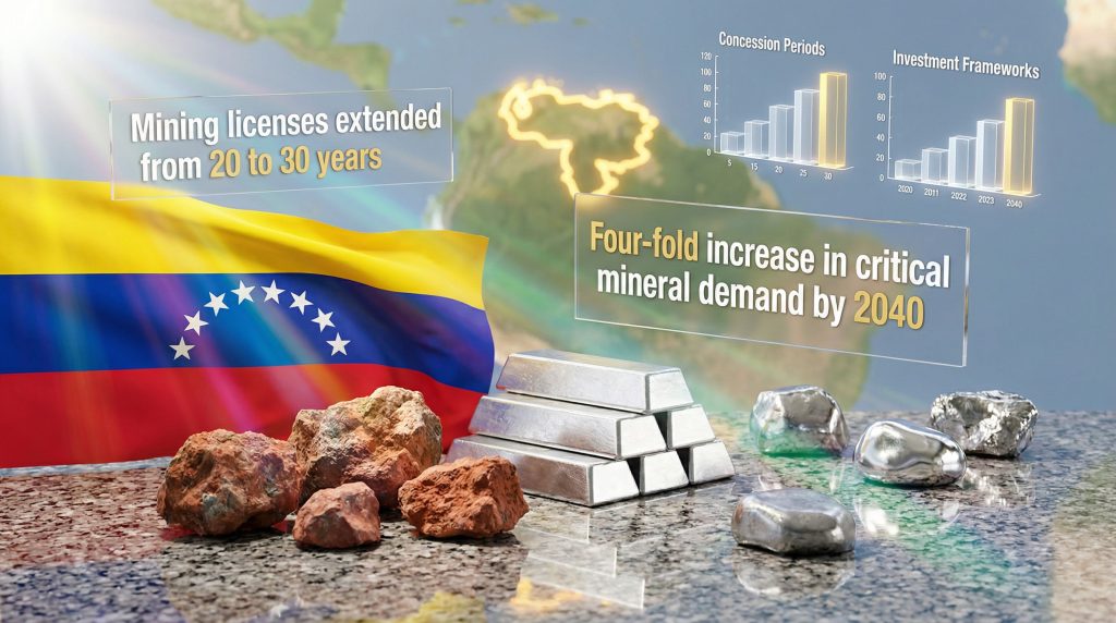 Venezuela new mining bill illustrated with minerals.