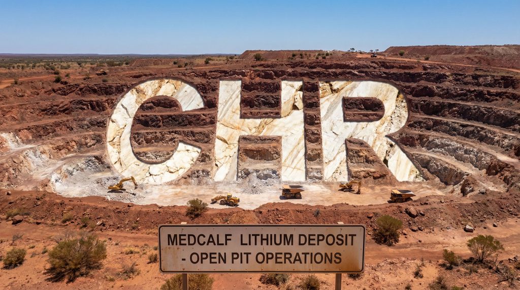 Charger Metals NL-CHR-Medcalf lithium deposit open pit mining.