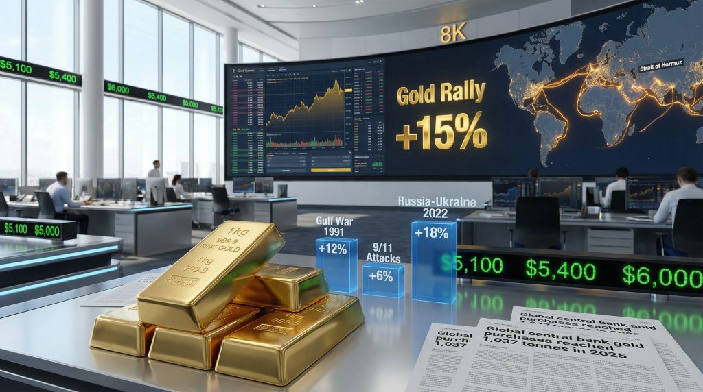 Gold prices surge due to Middle East conflict.