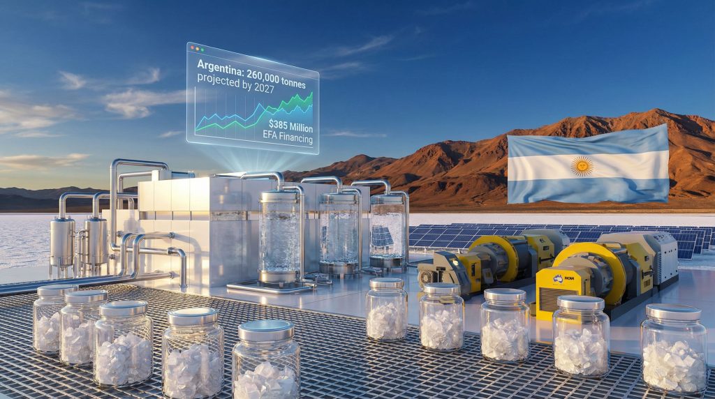 Rio Tinto lithium project in Argentina, desert facility.