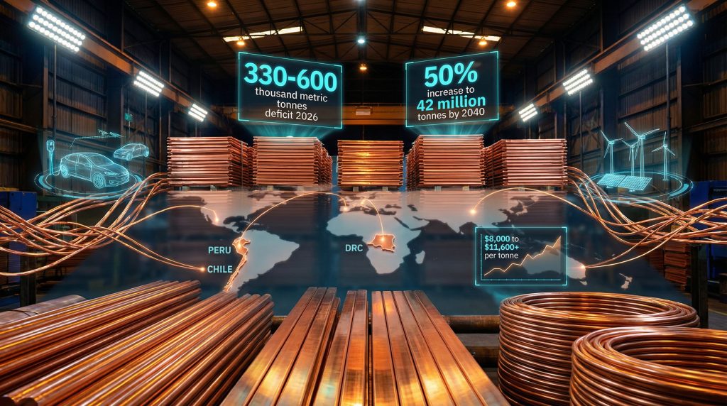 Copper supply deficit visual with projections.