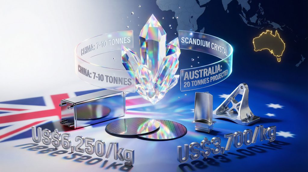 Scandium supply ex-China comparison, Australia and China.