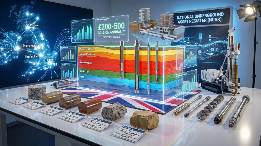 UK geotechnical data bill visualization and projections.