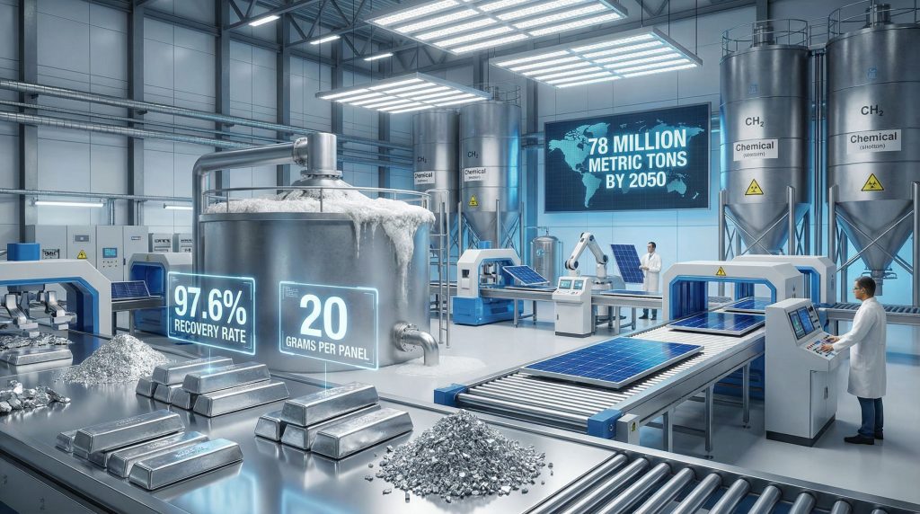 Industrial process for silver recovery from solar panels.