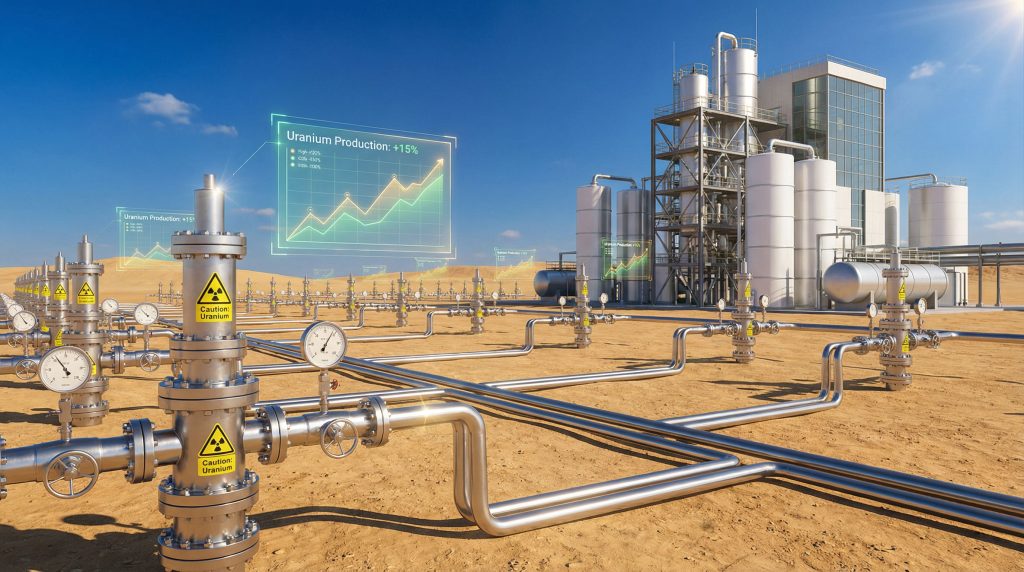 In-situ recovery uranium production facility diagram.