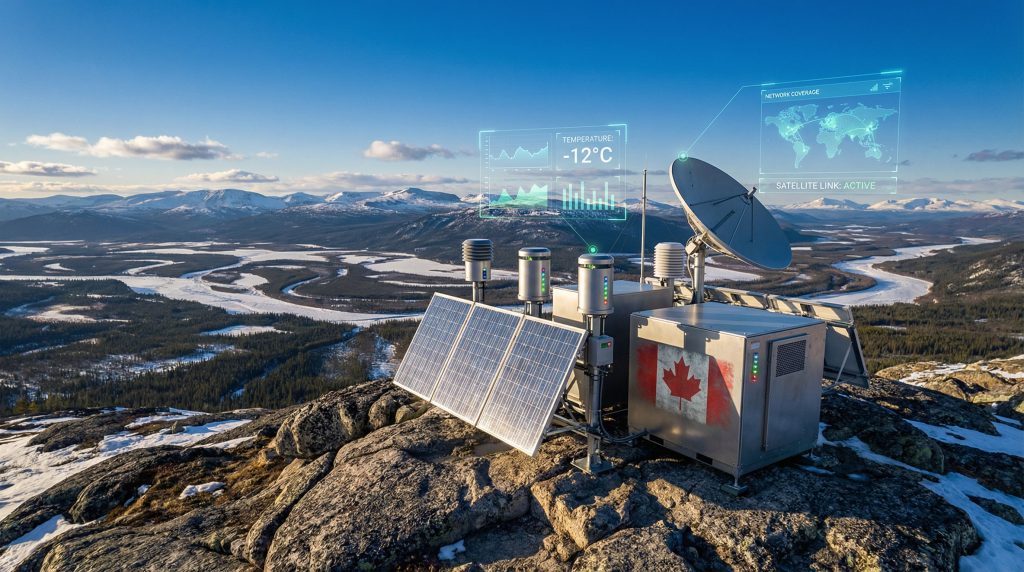 Autonomous satellite-enabled monitoring station in Canada.