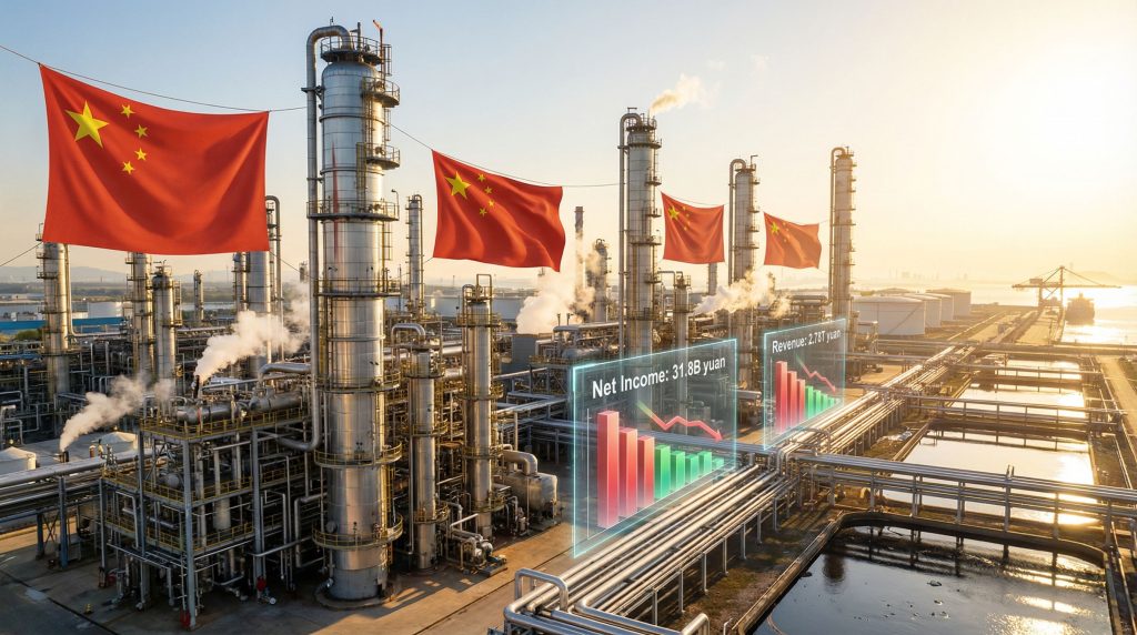 China Sinopec profit drop; refinery backdrop.