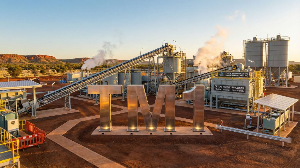 Terra Metals Ltd-TM1-TM1 critical minerals processing facility at sunset.