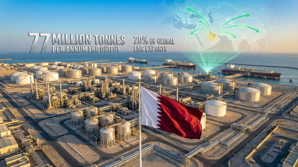 Qatar's Ras Laffan industrial city with LNG exports.