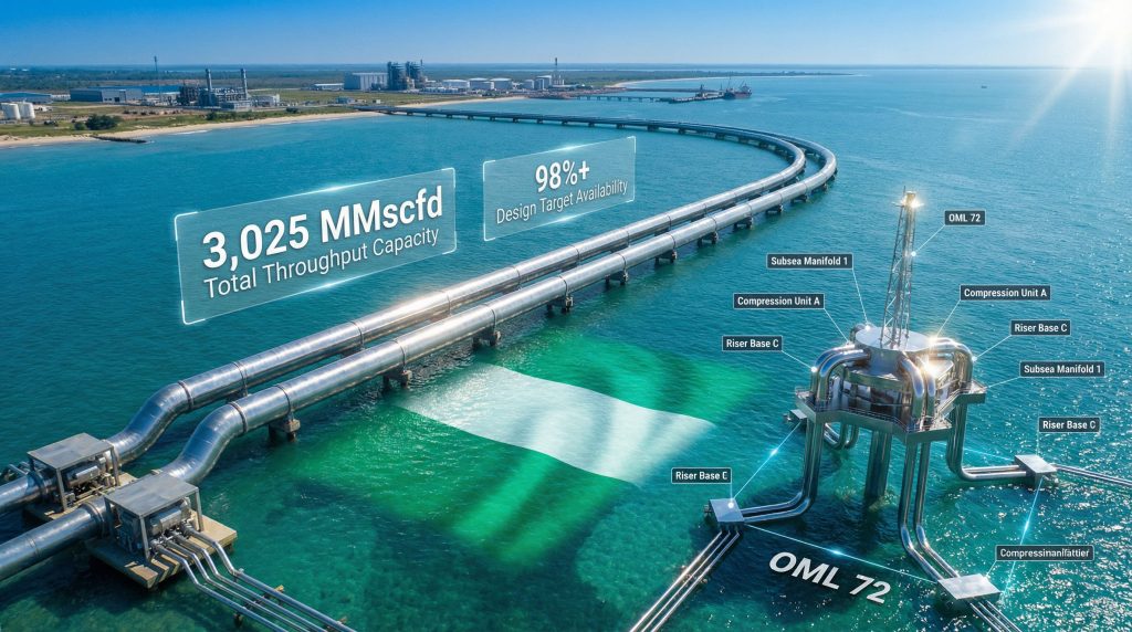East–West Offshore Gas Gathering System pipelines over water.