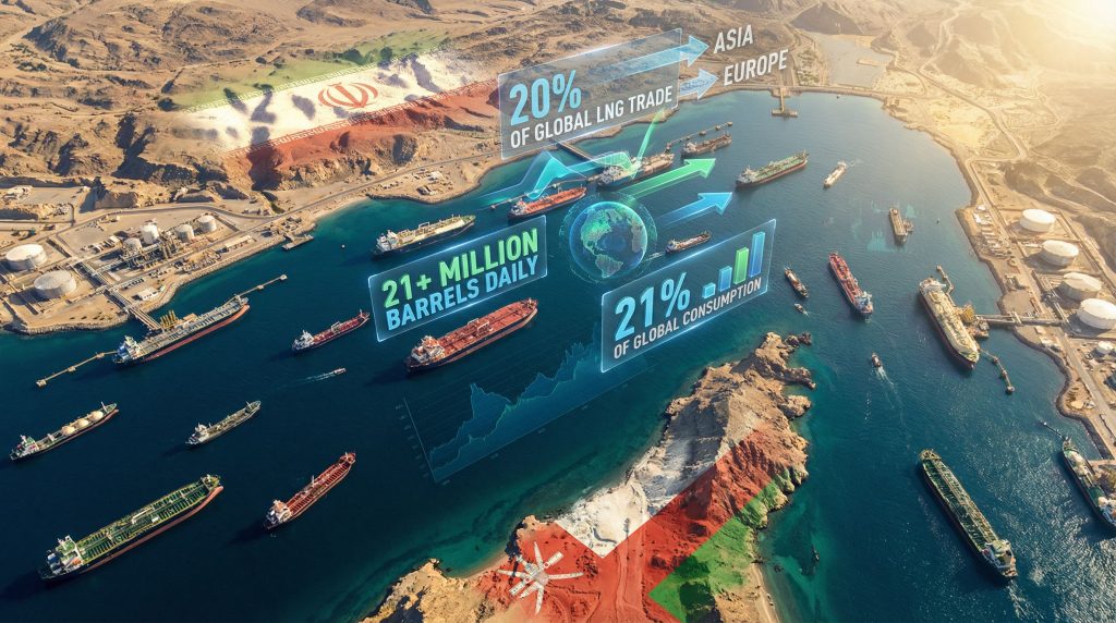 Strait of Hormuz blockade affecting global trade.