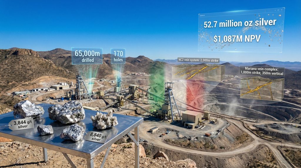 Pan American Silver mining site with ore samples.