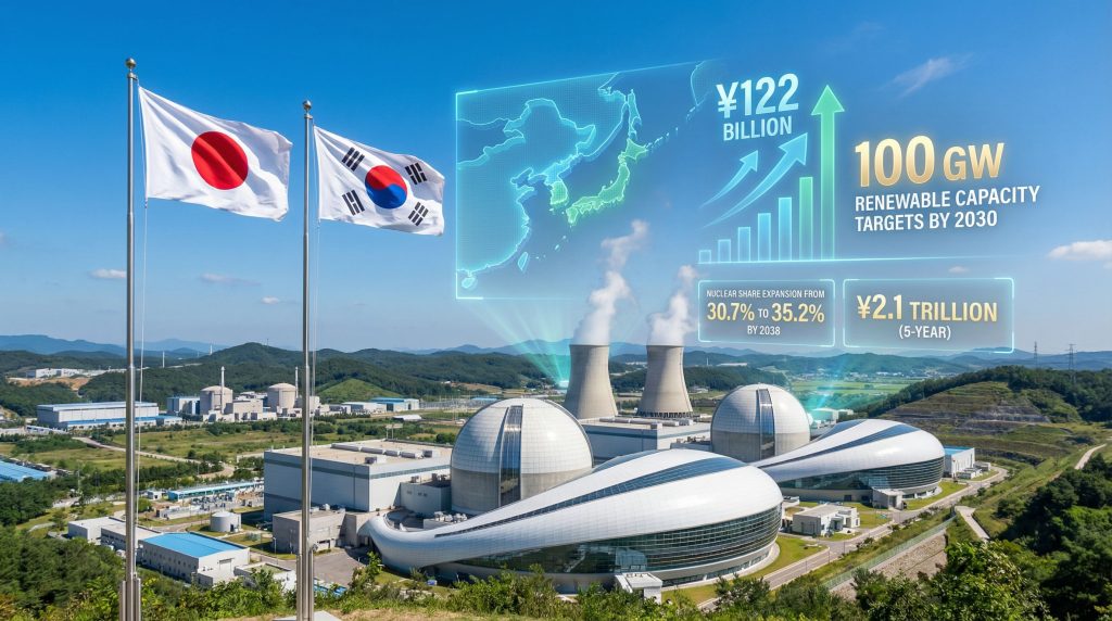 Nuclear growth in Japan and South Korea visualized.