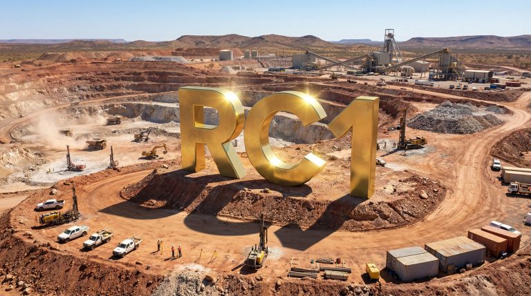 Redcastle Resources Ltd-RC1-RC1: Massive golden letters in desert.