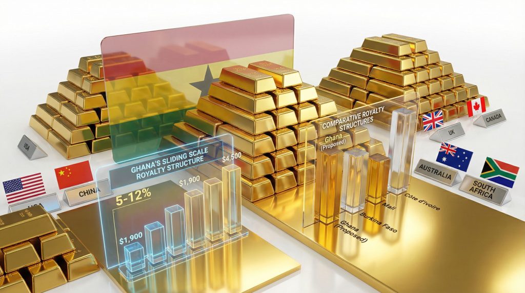 Ghana gold royalty hike illustrated with bars.