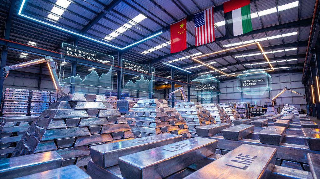 LME aluminium prices fluctuate with stock levels.