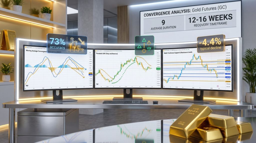 Trading screens display gold’s double-shot of technical adversity.