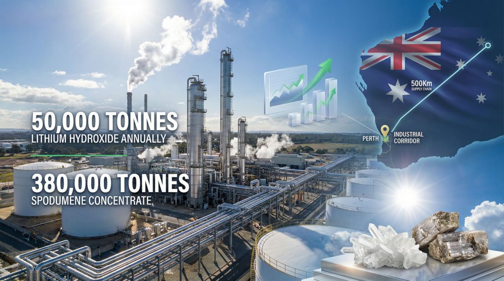 Mt Holland Kwinana ramp-up: Lithium production growth.