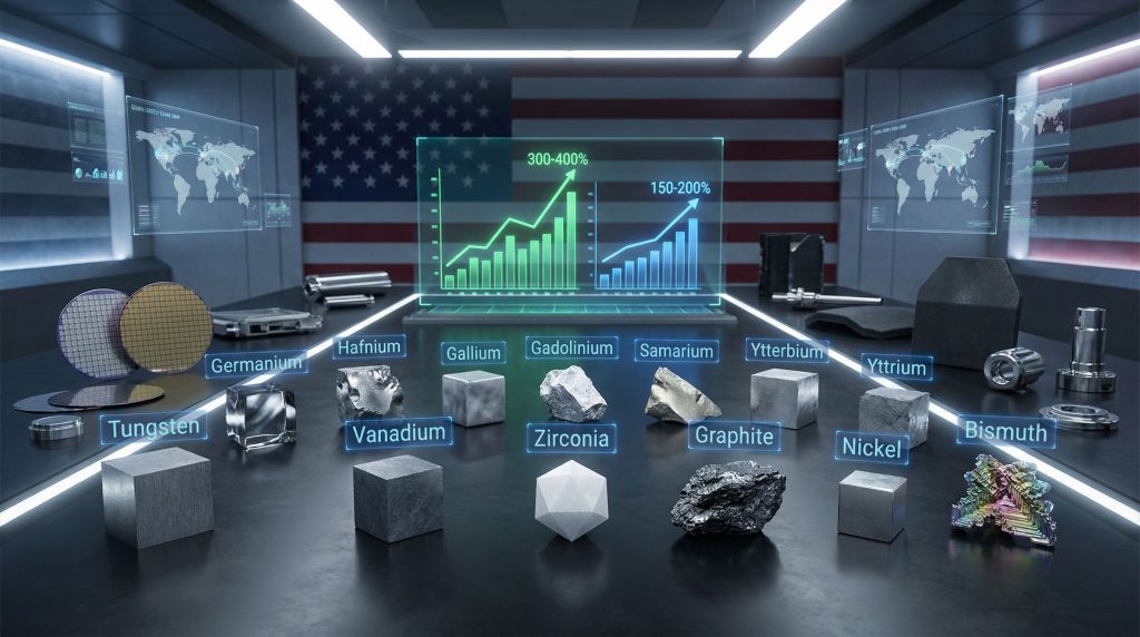 Minerals with strategic defense implications visualized.