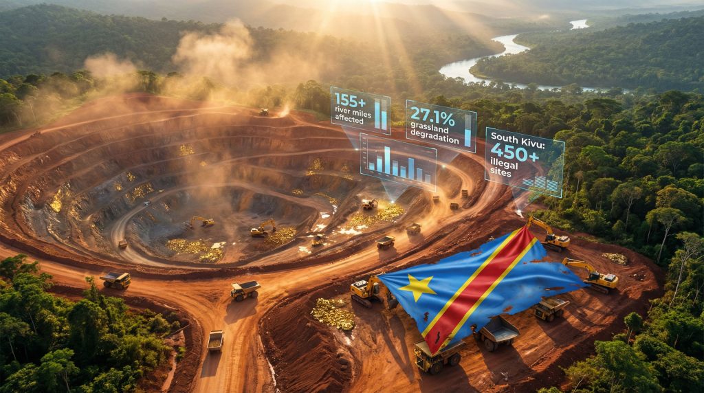 Congo mining site with environmental impact.
