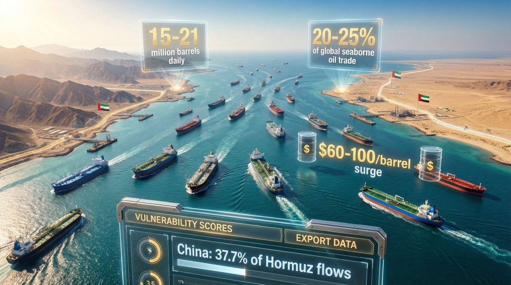 Laden tankers in the Strait of Hormuz.