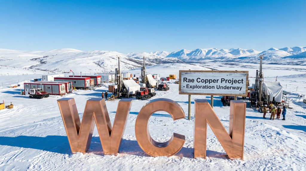 White Cliff Minerals Ltd-WCN-Rae Copper Project exploration site in snow.
