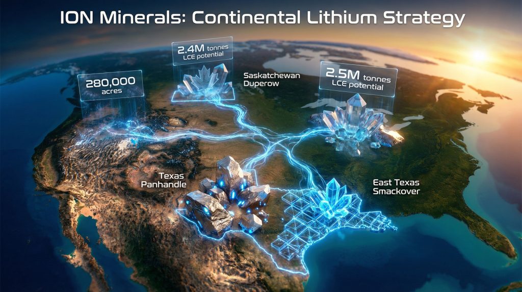 ION Minerals lithium holdings map visualization.