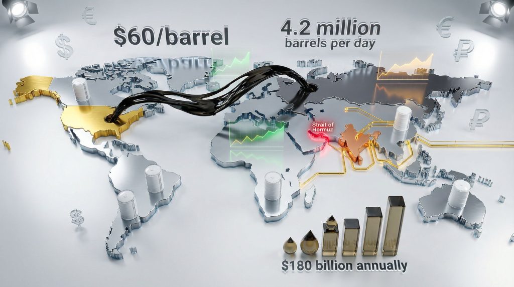 US-Russia oil negotiations illustrated with map.