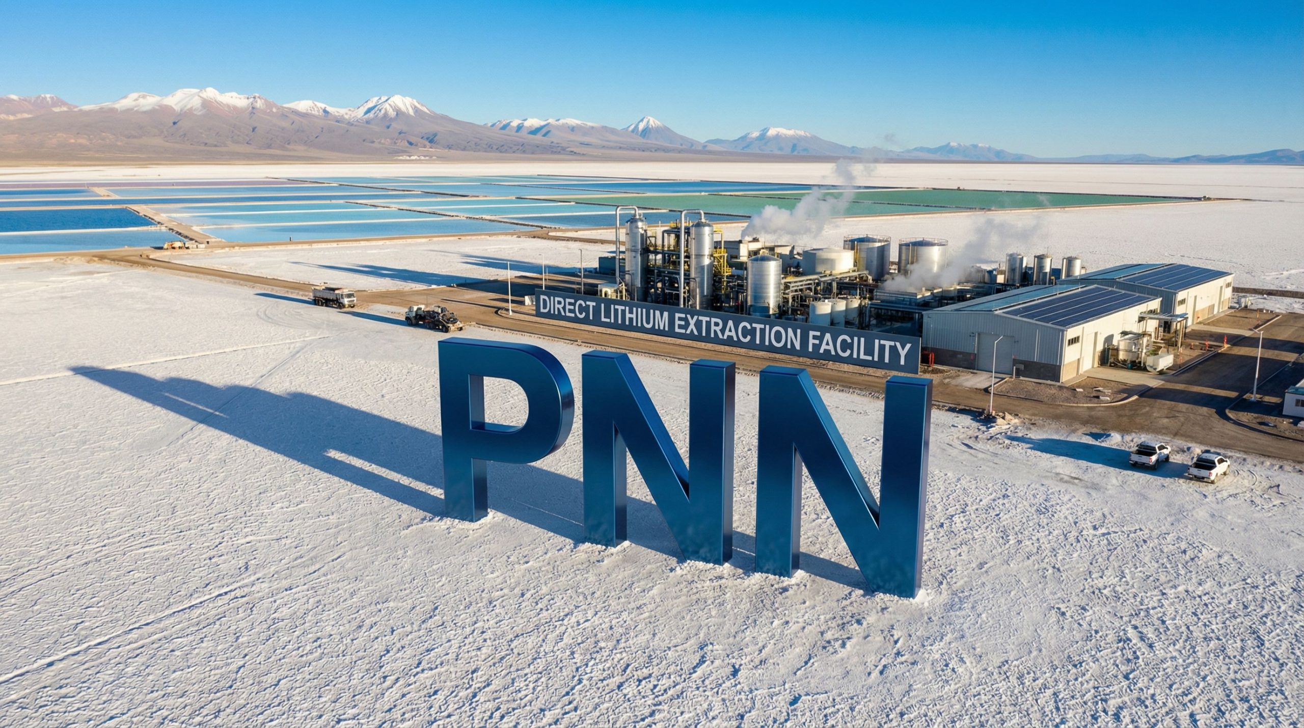 Power Minerals Ltd-PNN-PNN lithium extraction facility in desert.