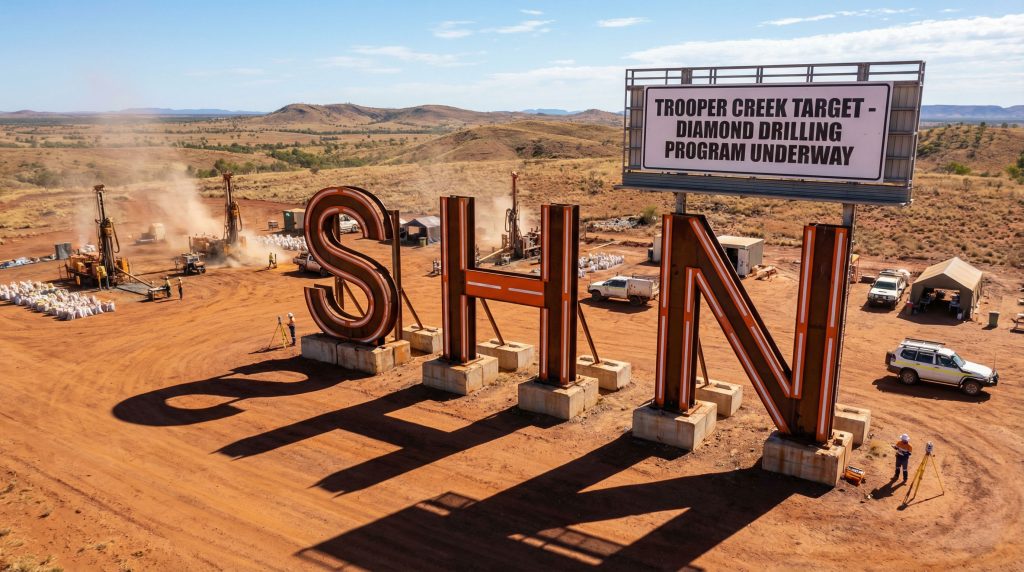 Sunshine Metals Ltd-SHN-Sandfire Resources drilling site with SHN sign.