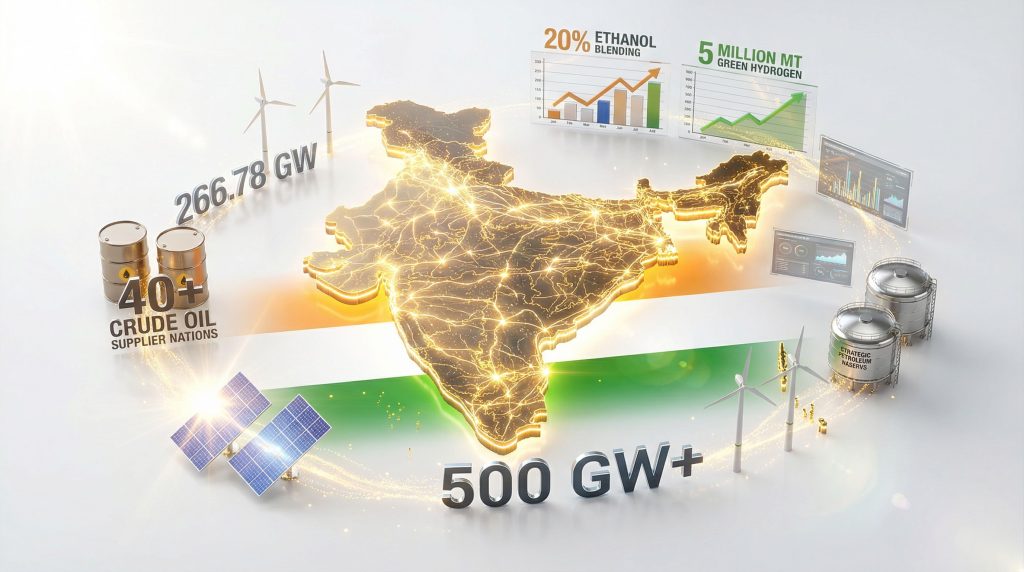 India fuel security, renewable energy and reserves.