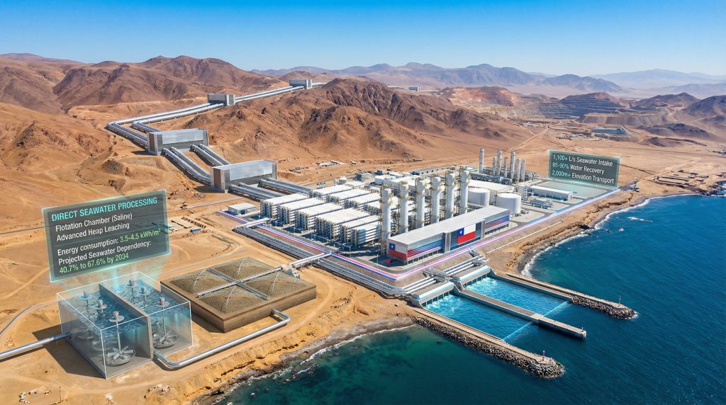 Chilean facility for copper production using seawater.