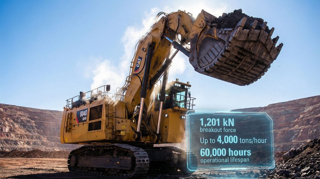 Cat 6040 mining shovel enhancing efficiency.