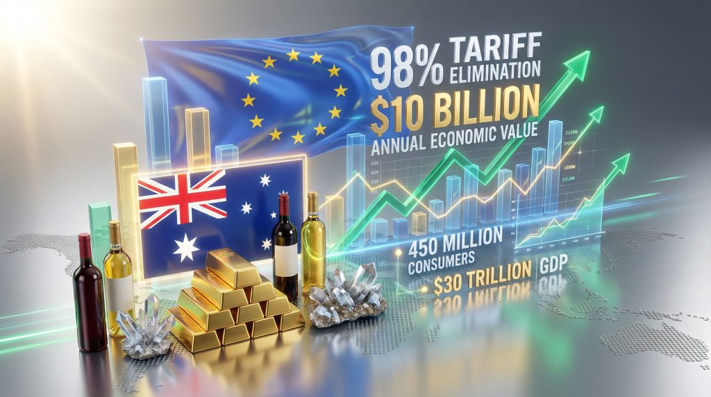Australia signs free trade agreement illustration.