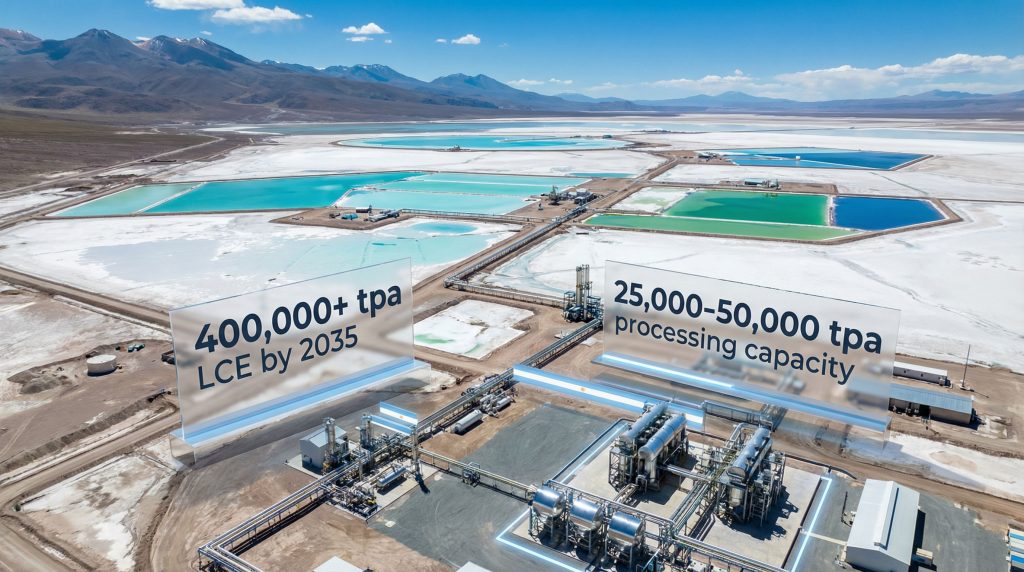 Aerial view of lithium extraction in Argentina.