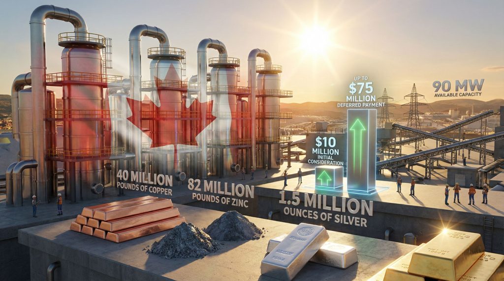 Industrial facility highlighting Canada and mining output.