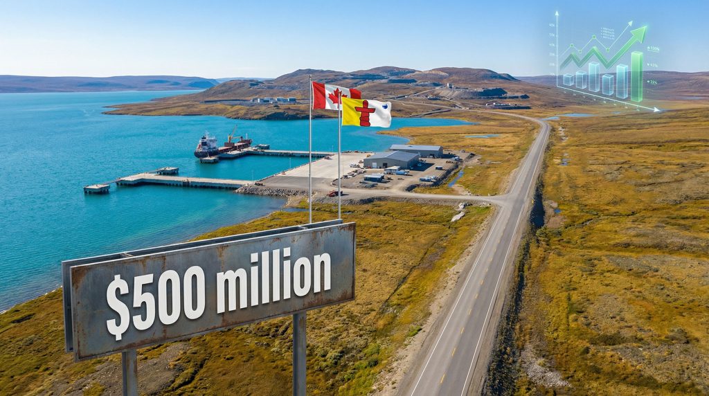 Grays Bay Road and Port project aerial view.