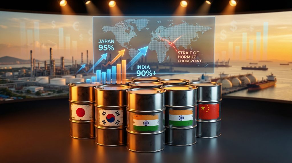 Oil barrels highlight Asia's dependence issues.