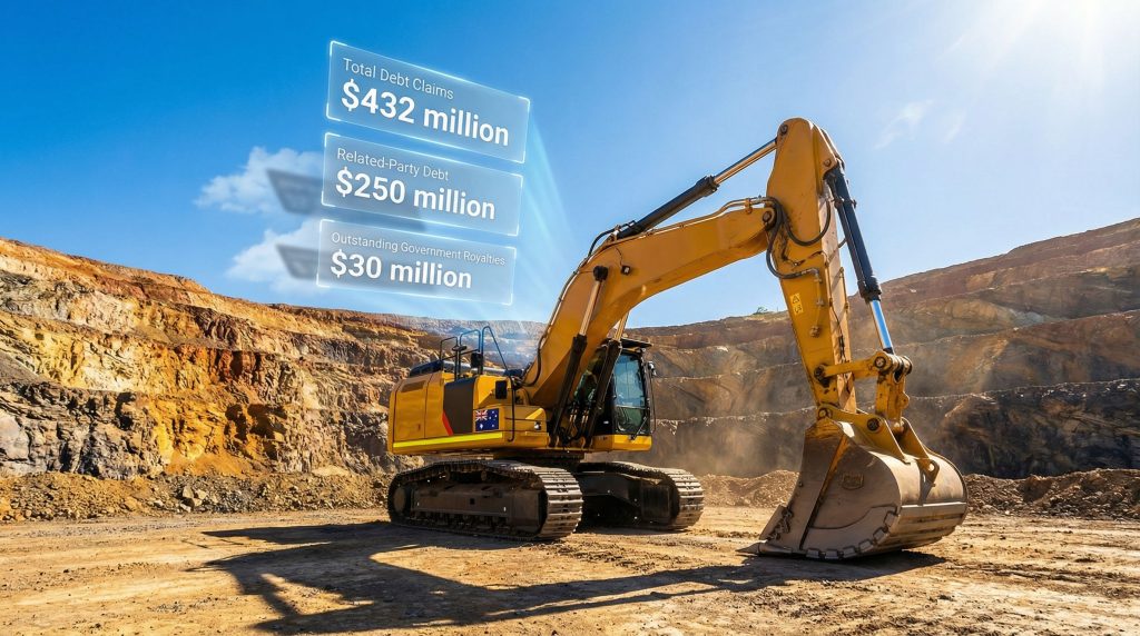 Excavator at Tahmoor coal mine liquidation.