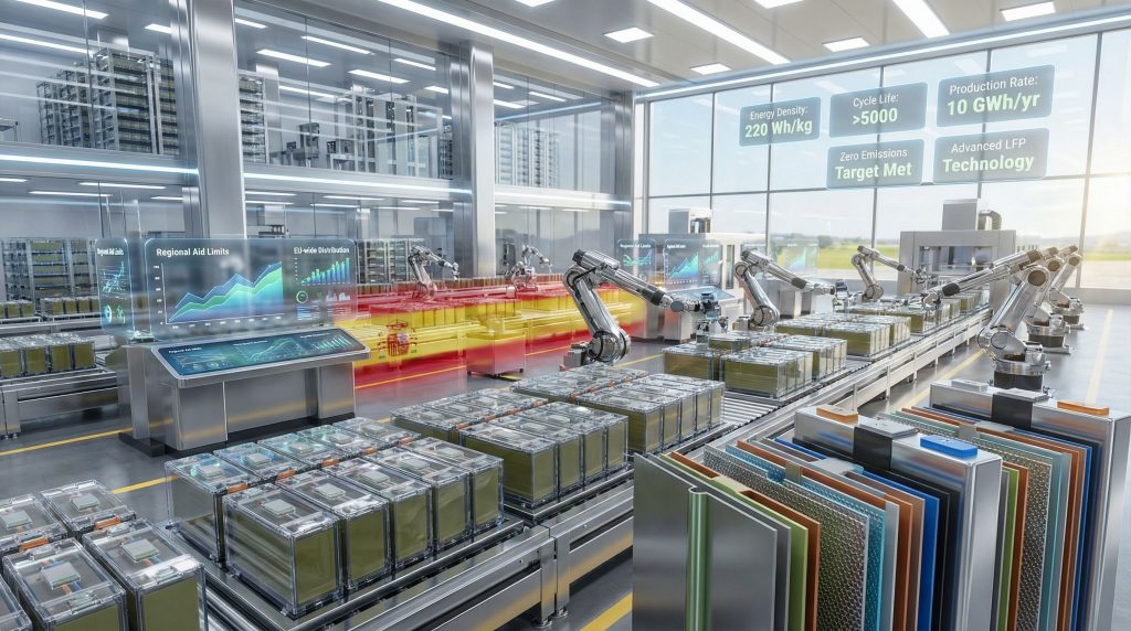 Robotic assembly line at Hithium battery factory.
