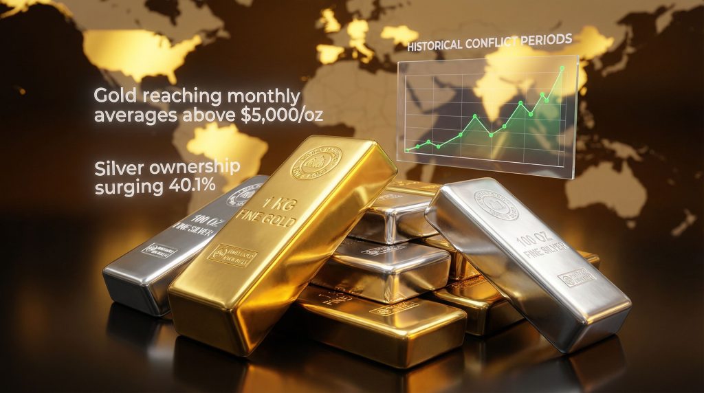 Gold and silver investing during war surges.