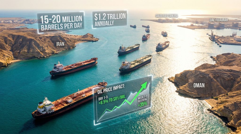 Oil tankers navigating Strait of Hormuz.