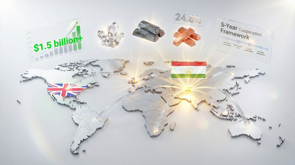 Tajikistan-UK critical minerals cooperation infographic.