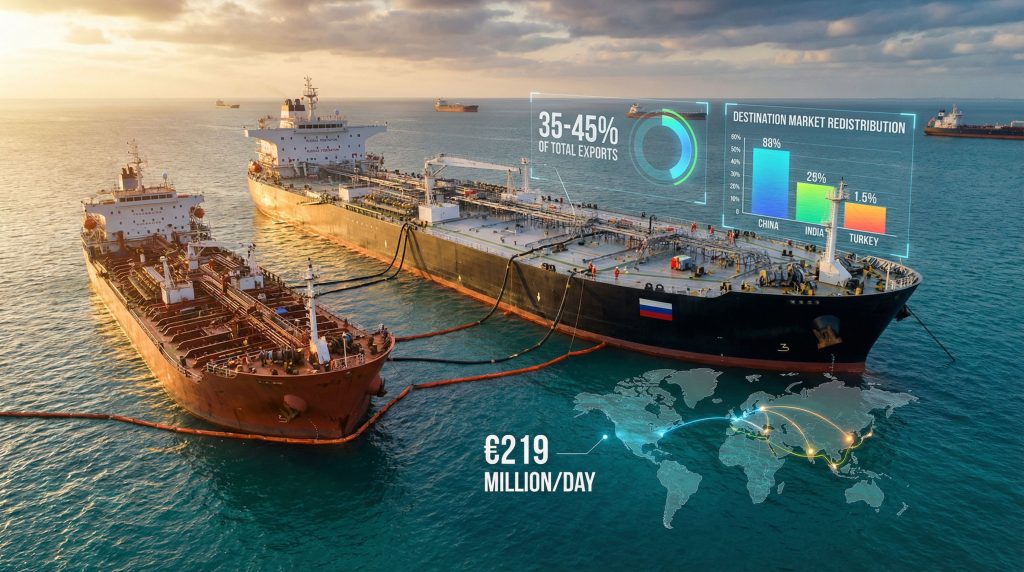Russian oil ship-to-ship transfer operation.