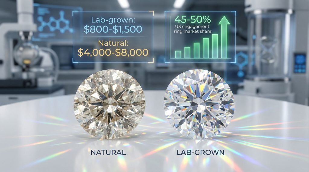 Lab-grown diamonds impact on market prices.