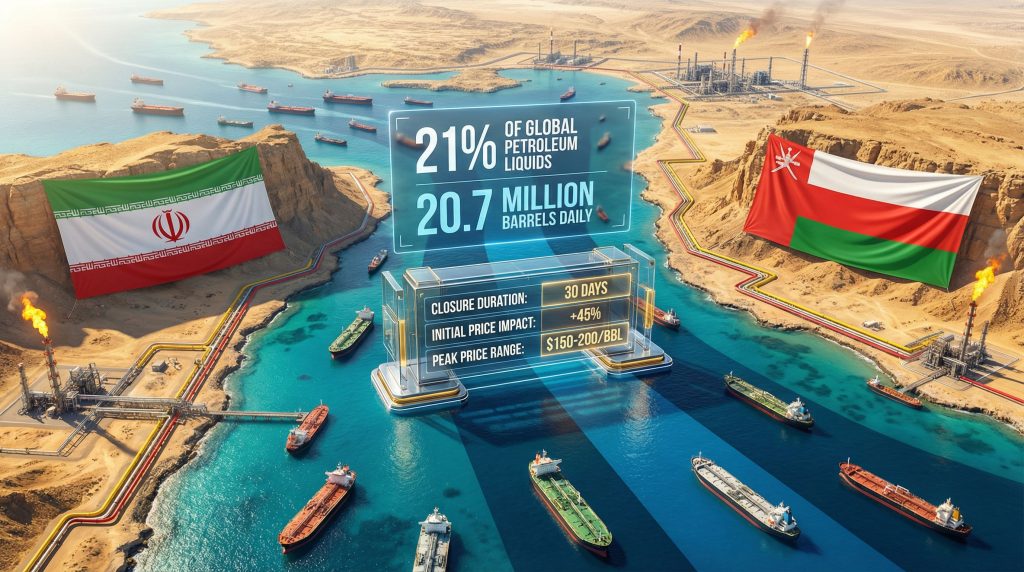 Strait of Hormuz closure impact on oil prices.
