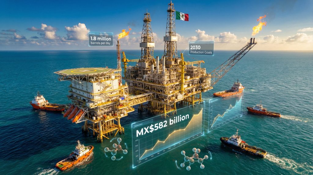 PEMEX oil platform with investment potential.