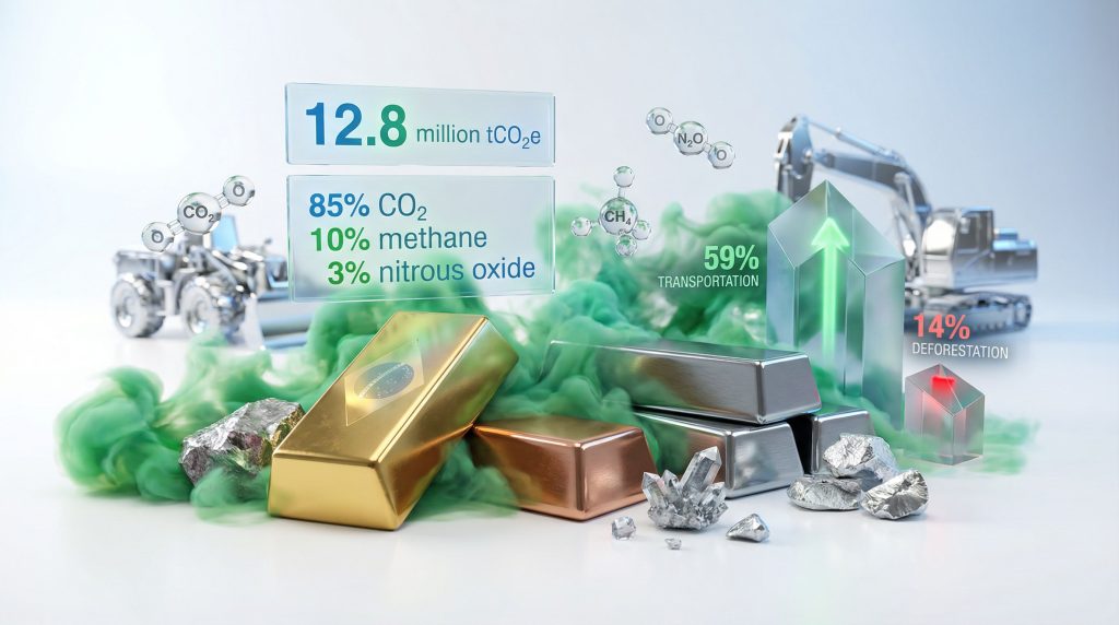 Emissões de gases de efeito estufa na mineração visualizadas.
