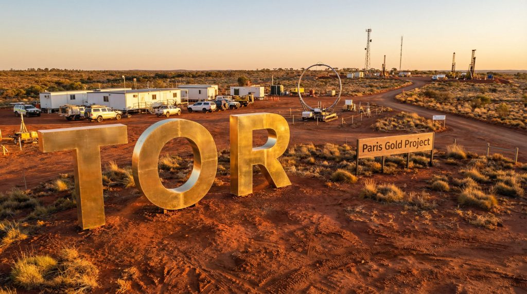 Torque Metals Ltd-TOR-Paris Gold Project mining site at sunset.